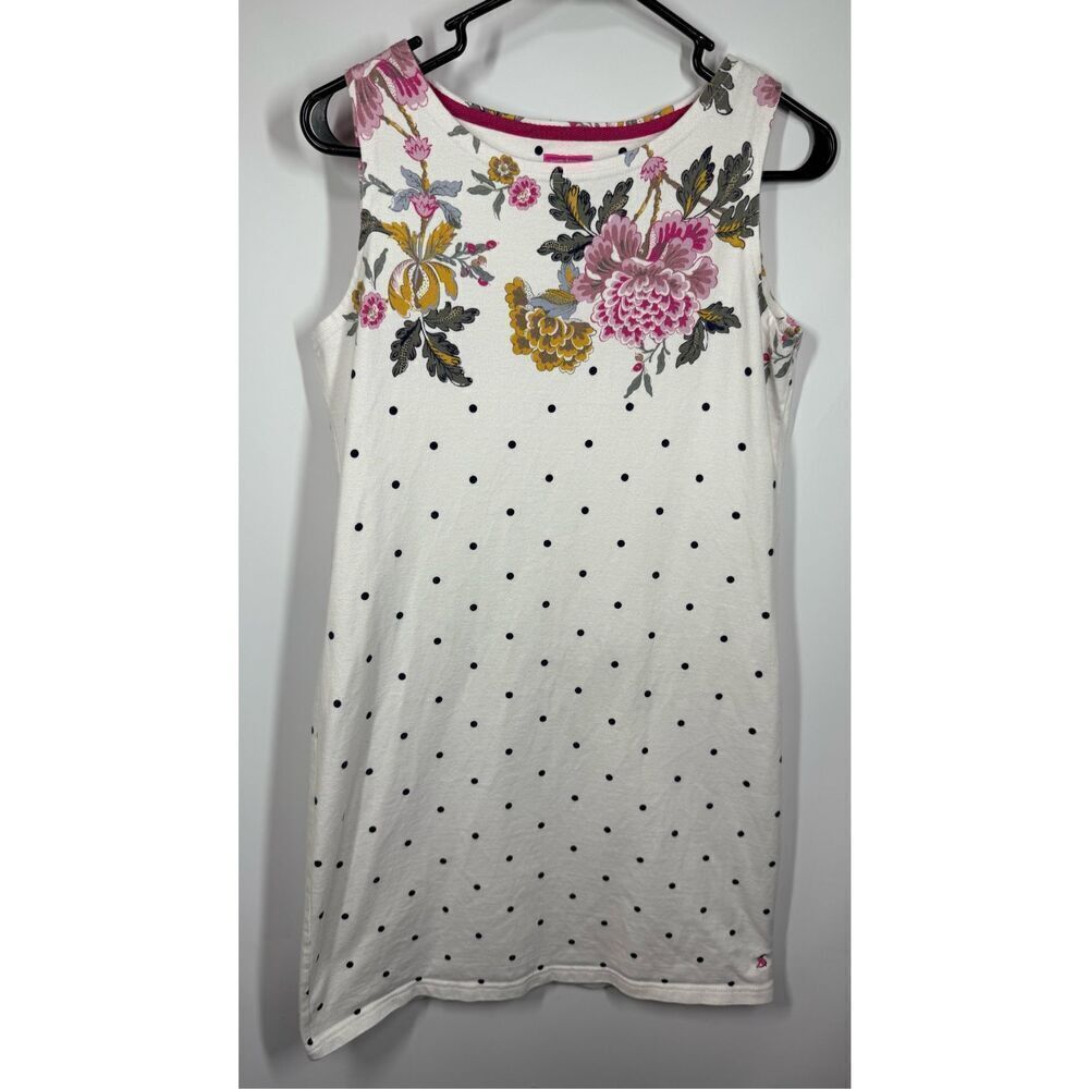 JOULES Great Britain White Floral & Polka Dot Dress Size 8